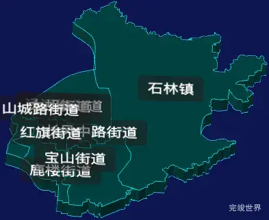 threejs鹤壁市山城区geoJson地图3d地图CSS3D标签