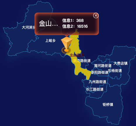 echarts鹤壁市淇滨区geoJson地图点击弹出自定义弹窗