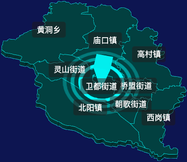 threejs鹤壁市淇县geoJson地图3d地图CSS2D外加旋转棱锥