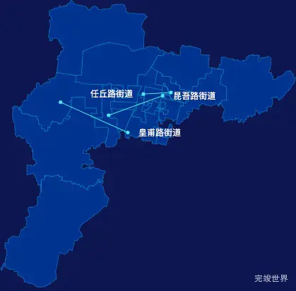 echarts濮阳市华龙区geoJson地图自定义引导线