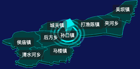 threejs濮阳市台前县geoJson地图3d地图CSS2D外加旋转棱锥