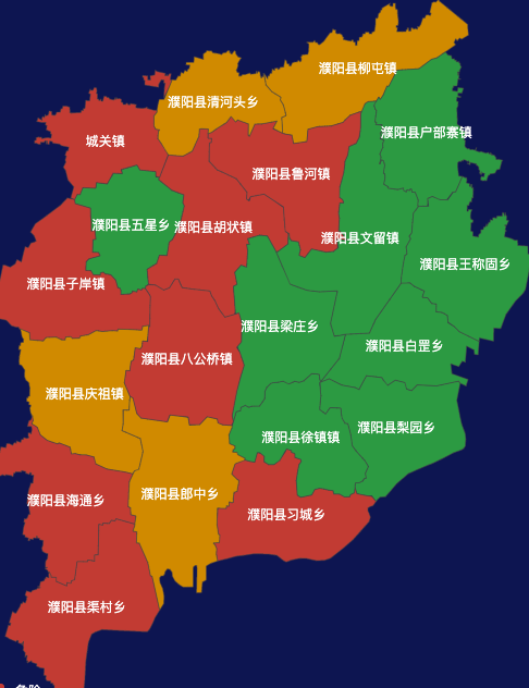 echarts濮阳市濮阳县geoJson地图定义颜色