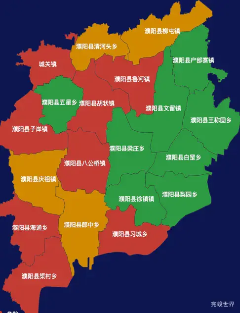 echarts濮阳市濮阳县geoJson地图定义颜色