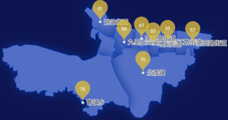 echarts平顶山市湛河区geoJson地图水滴状气泡图