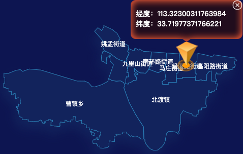 echarts平顶山市湛河区geoJson地图根据经纬度显示自定义html弹窗