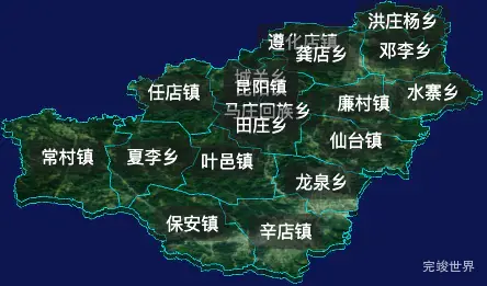 threejs平顶山市叶县geoJson地图3d地图自定义贴图加CSS2D标签