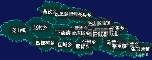 threejs平顶山市鲁山县geoJson地图3d地图CSS2D外加旋转棱锥