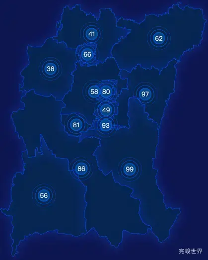 echarts平顶山市舞钢市geoJson地图圆形波纹状气泡图