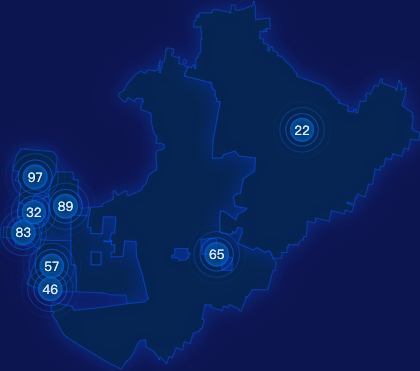 echarts开封市顺河回族区geoJson地图圆形波纹状气泡图