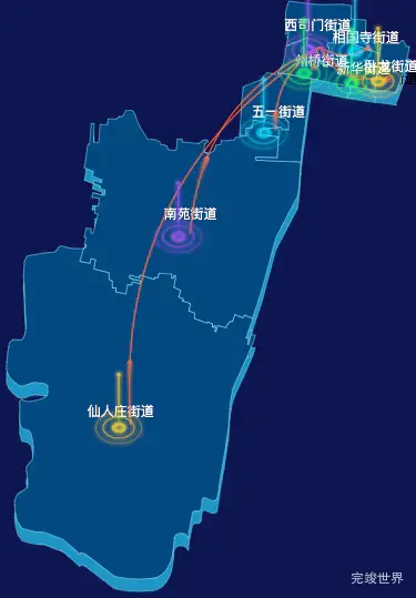 echarts开封市鼓楼区geoJson地图飞线图