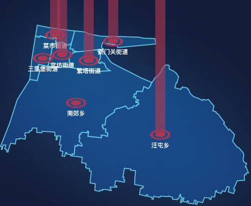 echarts开封市禹王台区geoJson地图添加柱状图