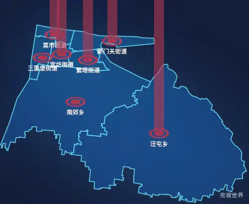 echarts开封市禹王台区geoJson地图添加柱状图