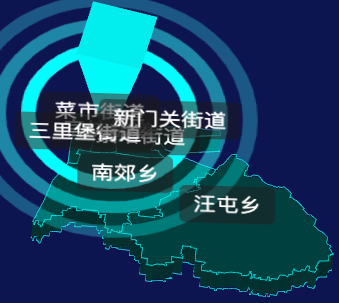 threejs开封市禹王台区geoJson地图3d地图添加旋转棱锥