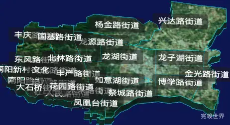 threejs郑州市金水区geoJson地图3d地图自定义贴图加CSS3D标签