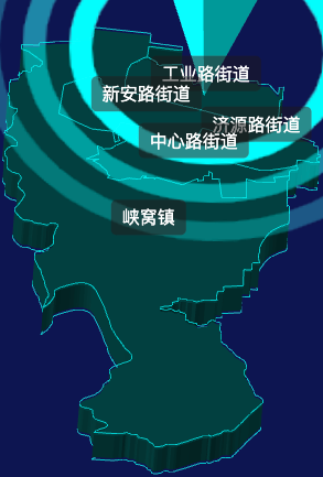 threejs郑州市上街区geoJson地图3d地图CSS2D外加旋转棱锥