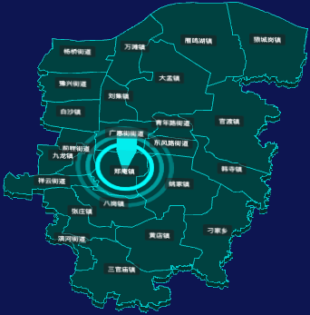 threejs郑州市中牟县geoJson地图3d地图添加旋转棱锥