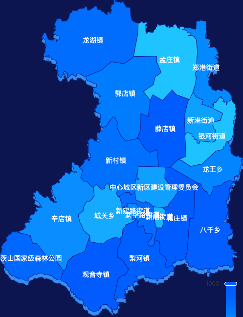 echarts郑州市新郑市geoJson地图 visualMap控制地图颜色