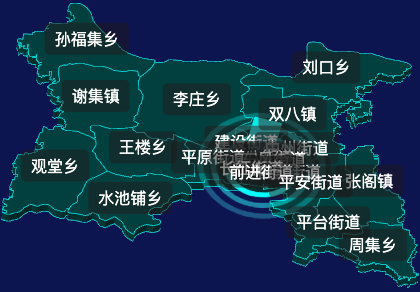 threejs商丘市梁园区geoJson地图3d地图CSS2D外加旋转棱锥