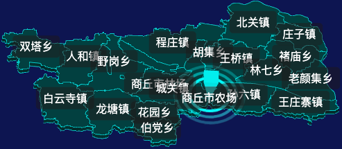 threejs商丘市民权县geoJson地图3d地图CSS2D外加旋转棱锥