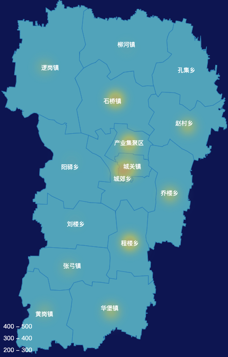 echarts商丘市宁陵县geoJson地图热力图