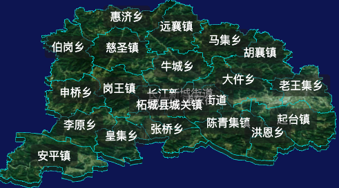 threejs商丘市柘城县geoJson地图3d地图自定义贴图加CSS2D标签