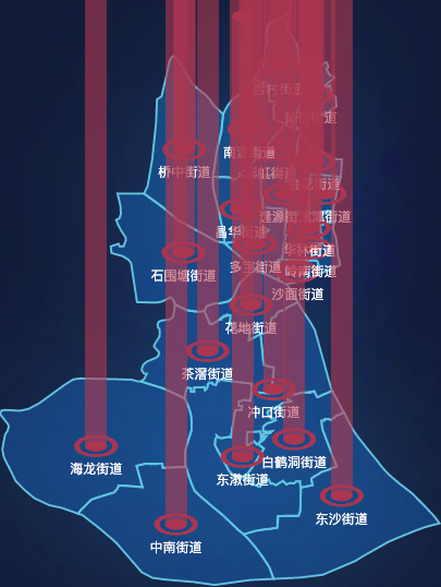 echarts广州市荔湾区geoJson地图添加柱状图