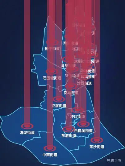 echarts广州市荔湾区geoJson地图添加柱状图