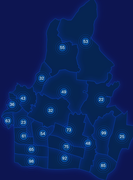 echarts广州市天河区geoJson地图圆形波纹状气泡图