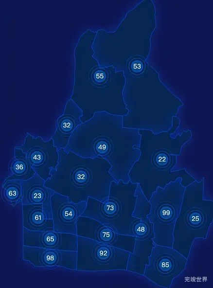 echarts广州市天河区geoJson地图圆形波纹状气泡图