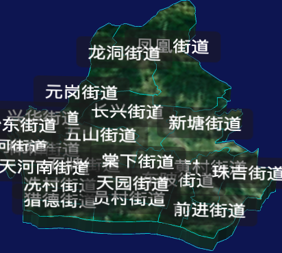 threejs广州市天河区geoJson地图3d地图自定义贴图加CSS3D标签