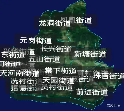 threejs广州市天河区geoJson地图3d地图自定义贴图加CSS3D标签