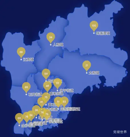 echarts广州市白云区geoJson地图水滴状气泡图