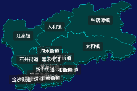 threejs广州市白云区geoJson地图3d地图css2d标签