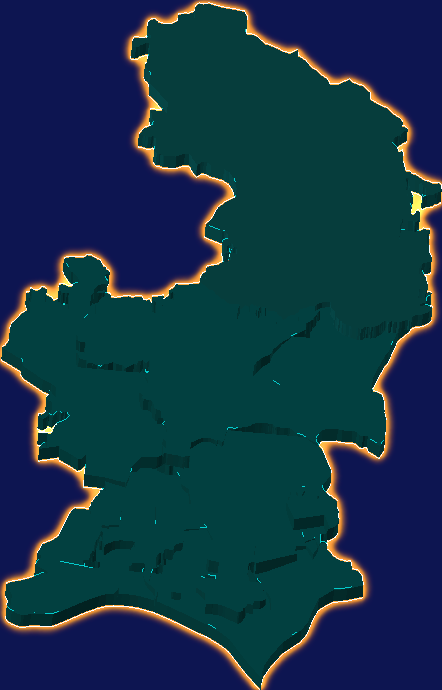 threejs广州市黄埔区geoJson地图3d地图添加金色效果