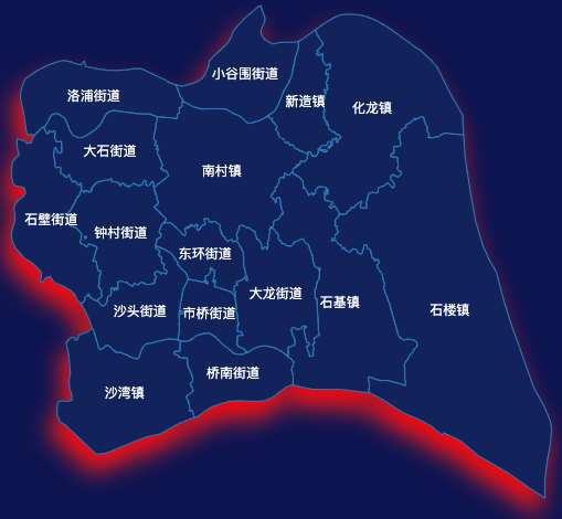 echarts广州市番禺区geoJson地图阴影