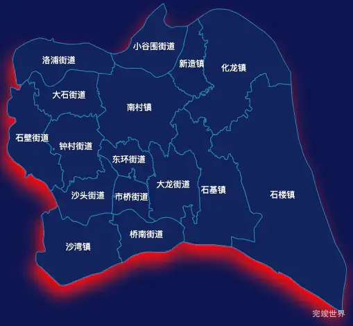 echarts广州市番禺区geoJson地图阴影