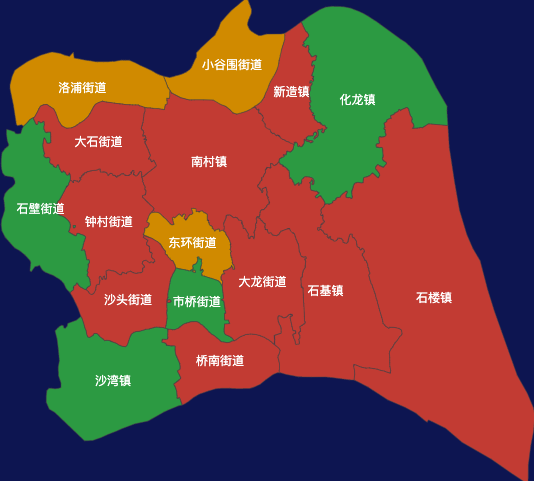 echarts广州市番禺区geoJson地图定义颜色