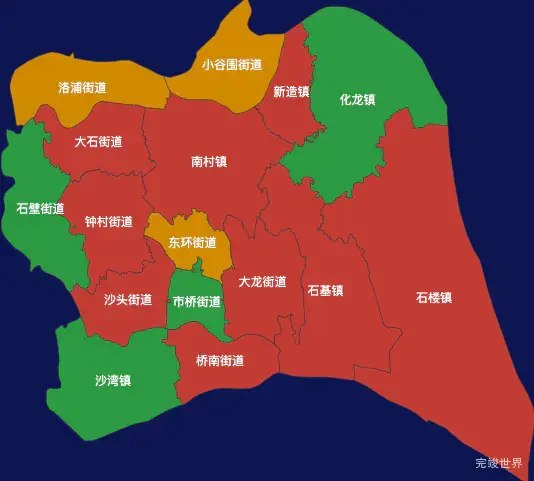 echarts广州市番禺区geoJson地图定义颜色