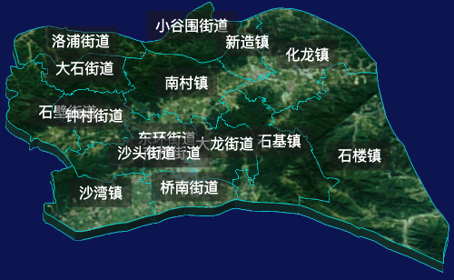 threejs广州市番禺区geoJson地图3d地图自定义贴图加CSS2D标签