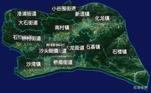 threejs广州市番禺区geoJson地图3d地图自定义贴图加CSS2D标签