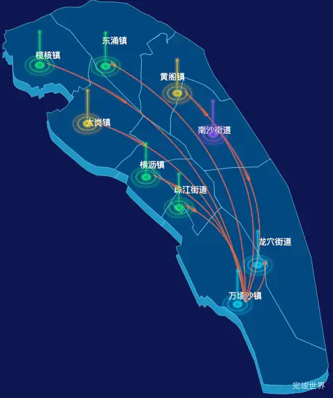 echarts广州市南沙区geoJson地图迁徙图