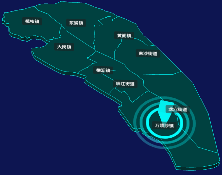 threejs广州市南沙区geoJson地图3d地图添加旋转棱锥