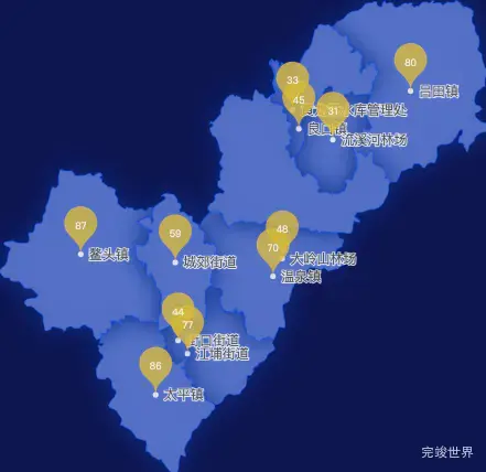 echarts广州市从化区geoJson地图水滴状气泡图