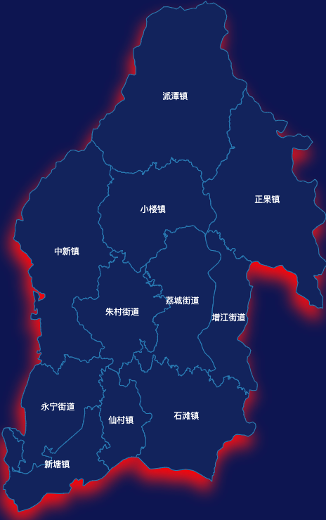 echarts广州市增城区geoJson地图阴影