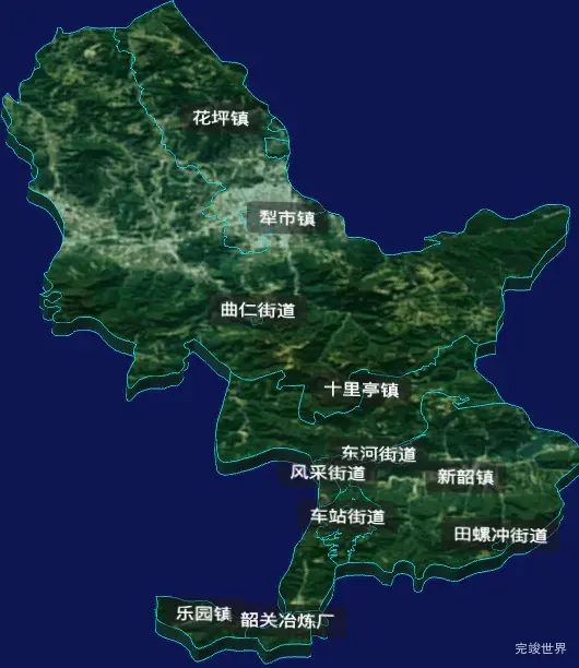threejs韶关市浈江区geoJson地图3d地图自定义贴图加CSS3D标签