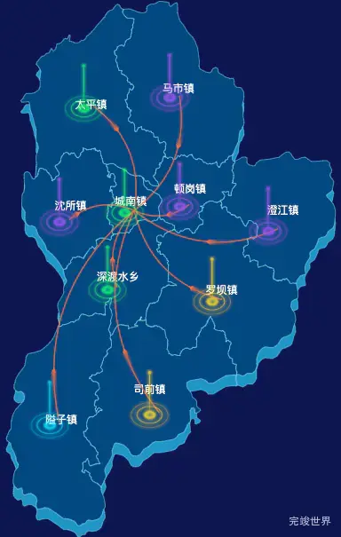 echarts韶关市始兴县geoJson地图迁徙图