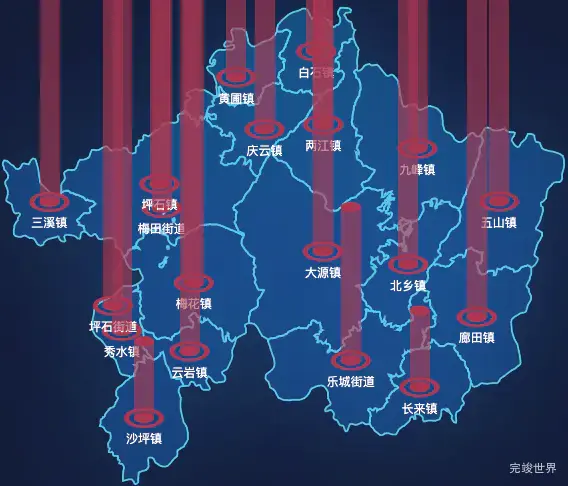 echarts韶关市乐昌市geoJson地图添加柱状图