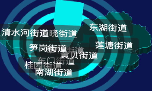 threejs深圳市罗湖区geoJson地图3d地图添加旋转棱锥