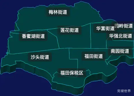 threejs深圳市福田区geoJson地图3d地图css2d标签