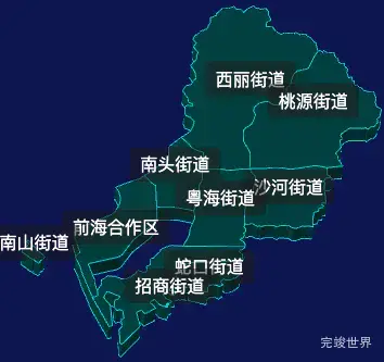 threejs深圳市南山区geoJson地图3d地图自定义贴图加CSS2D标签